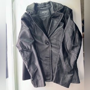 Kenneth Cole Reaction Black Leather Jacket M
